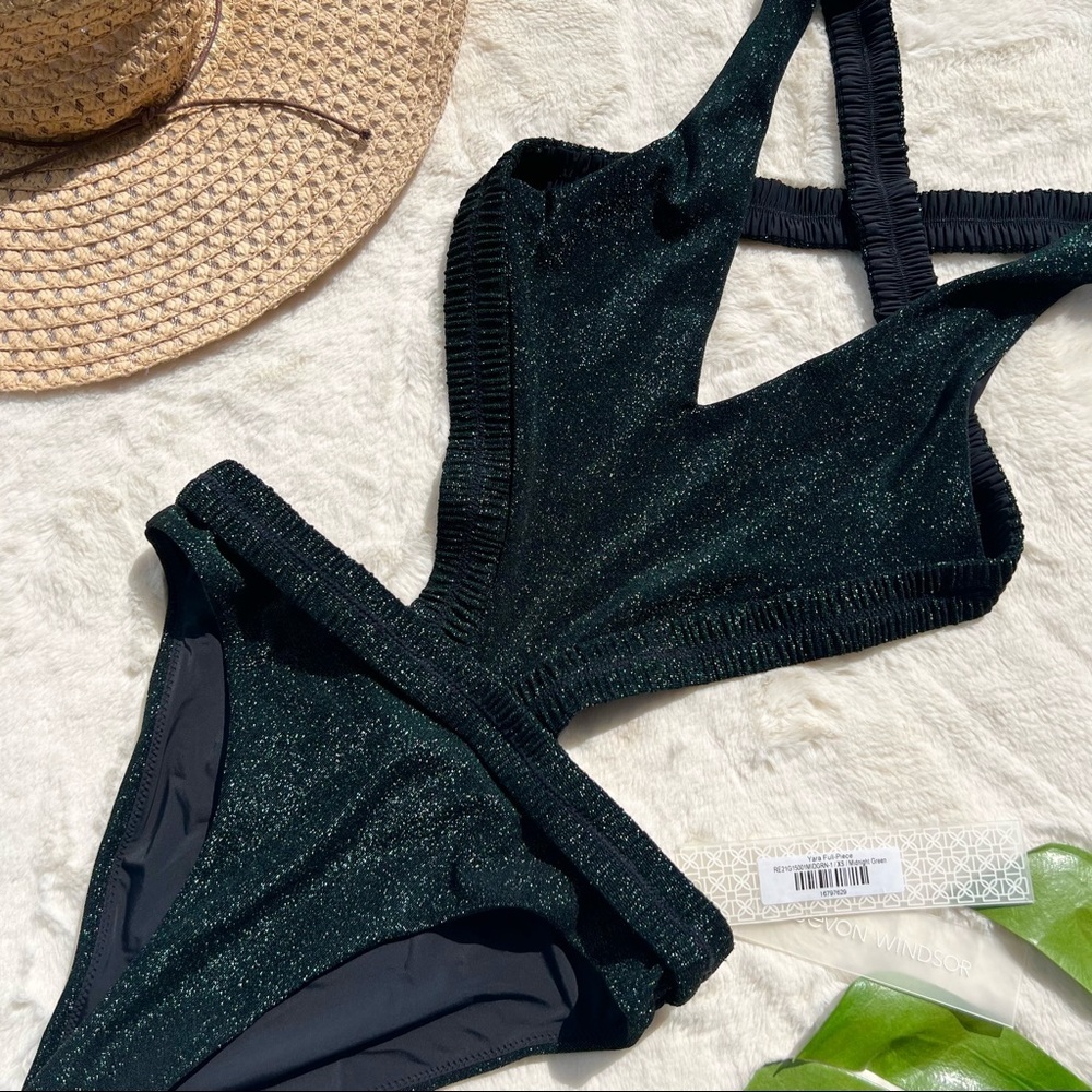 Devon Windsor Yara Shimmer Fabric Cutout One Piece Swimsuit